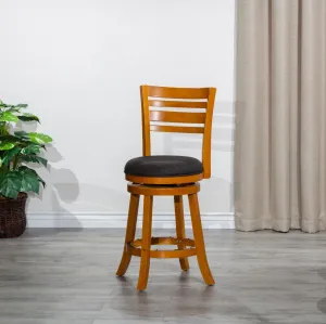 24" Swivel Stool, Natural Finish, Charcoal Fabric Seat - Counter Height
