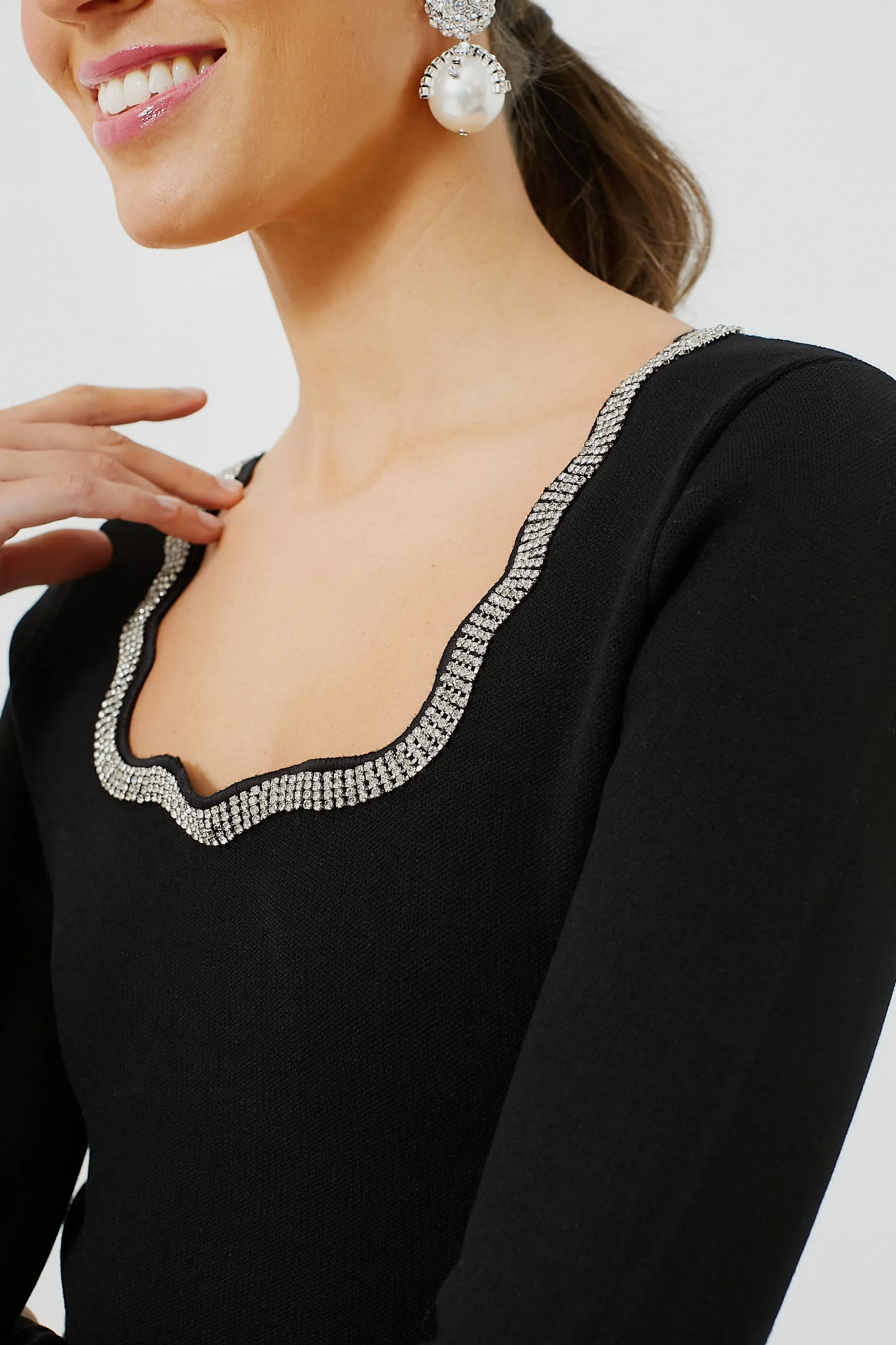 Black Scalloped Edge Mini Dress
