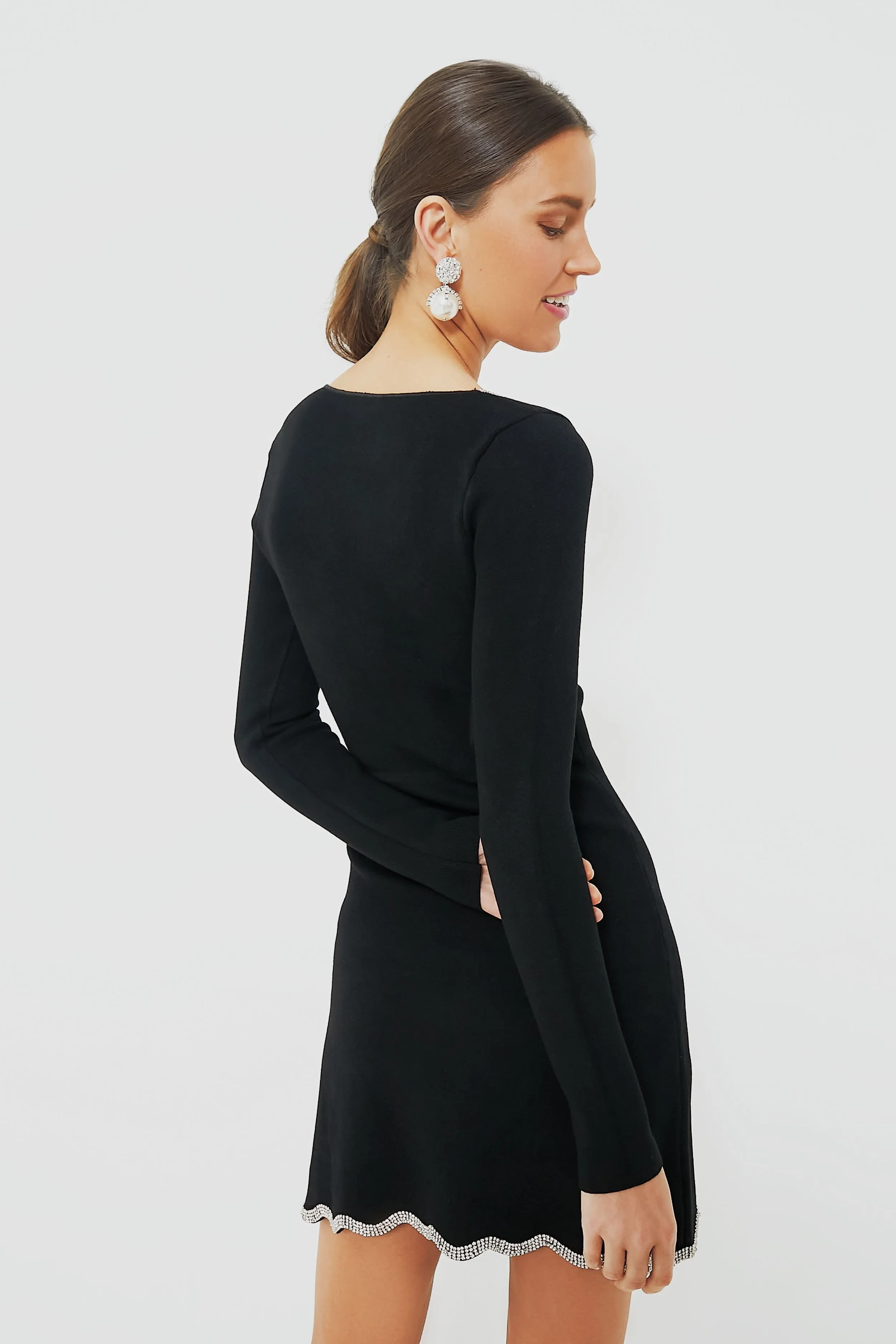 Black Scalloped Edge Mini Dress