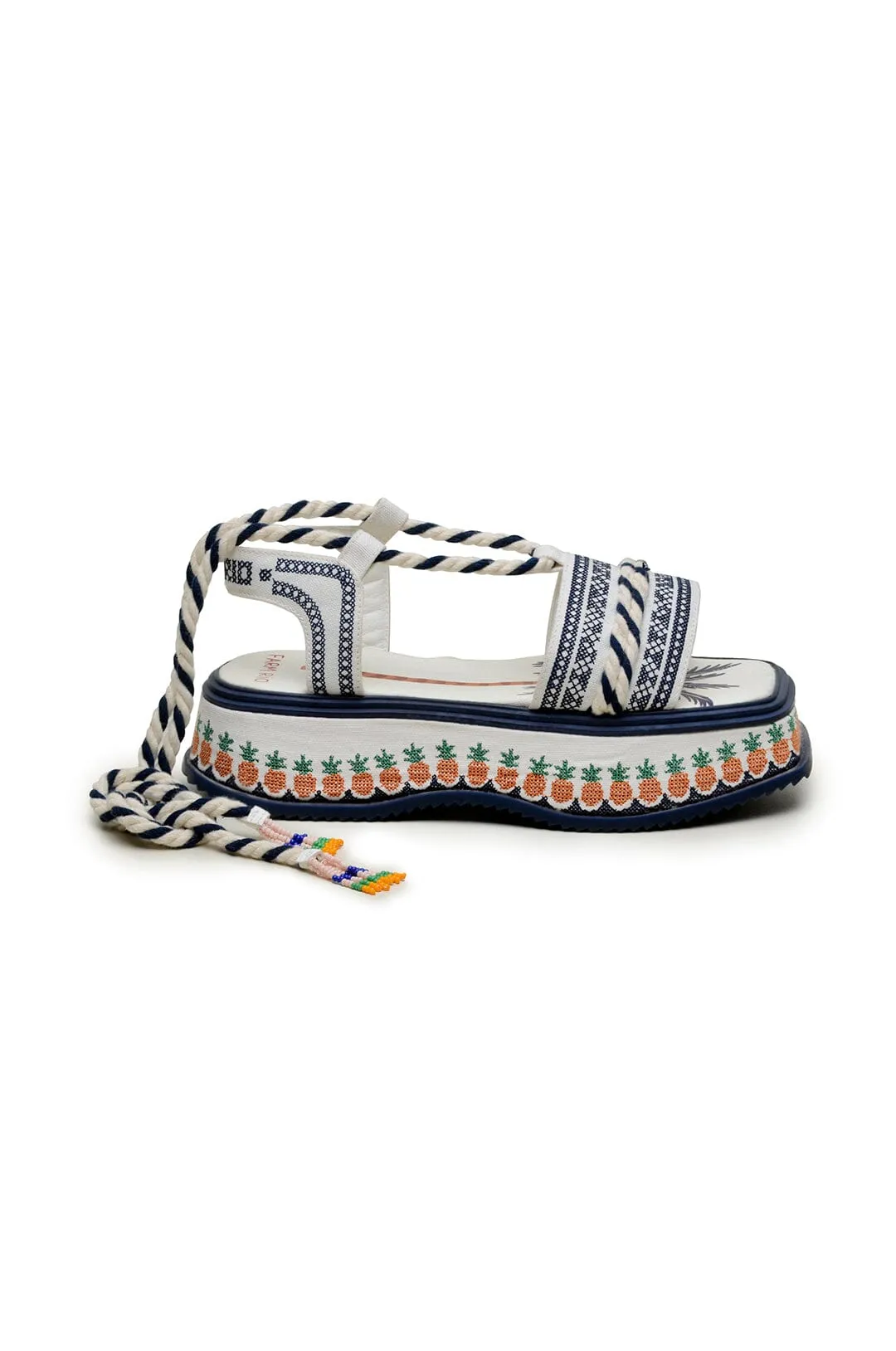 BLUE EMBROIDERY FLATFORM SANDAL