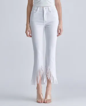 Cello High Rise Crop Flare Jean with Fringe Hem