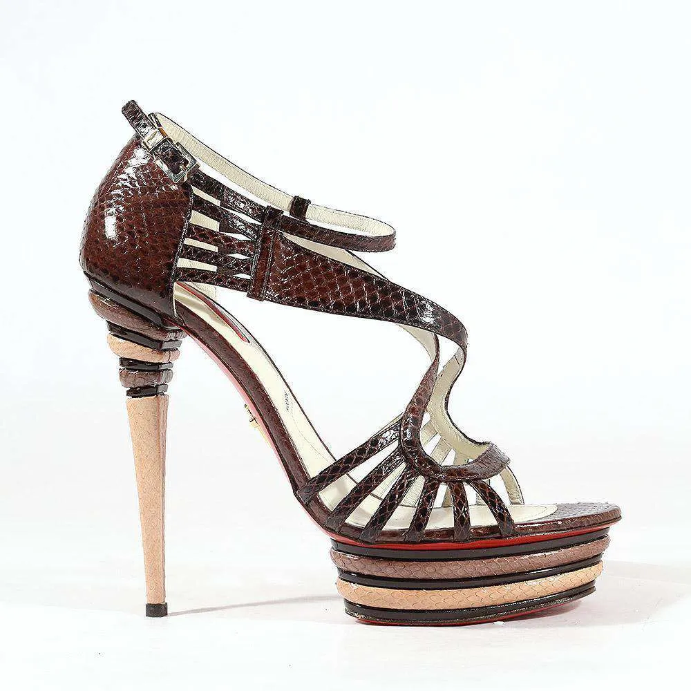 Cesare Paciotti Women's Designer Shoes Dark Brown High-Heel Leather Platforms (CPW561)