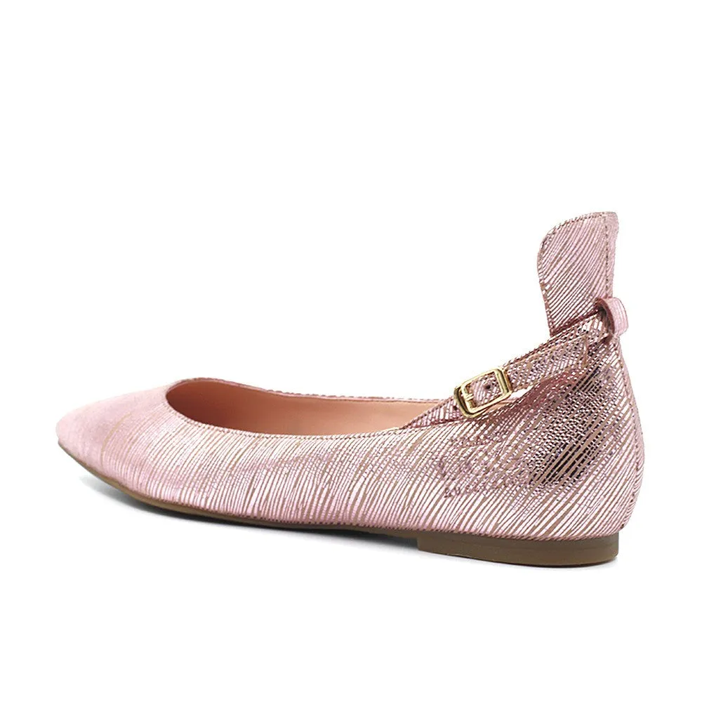 Chelsea Ballet Flat with Ankle Strap - Pink