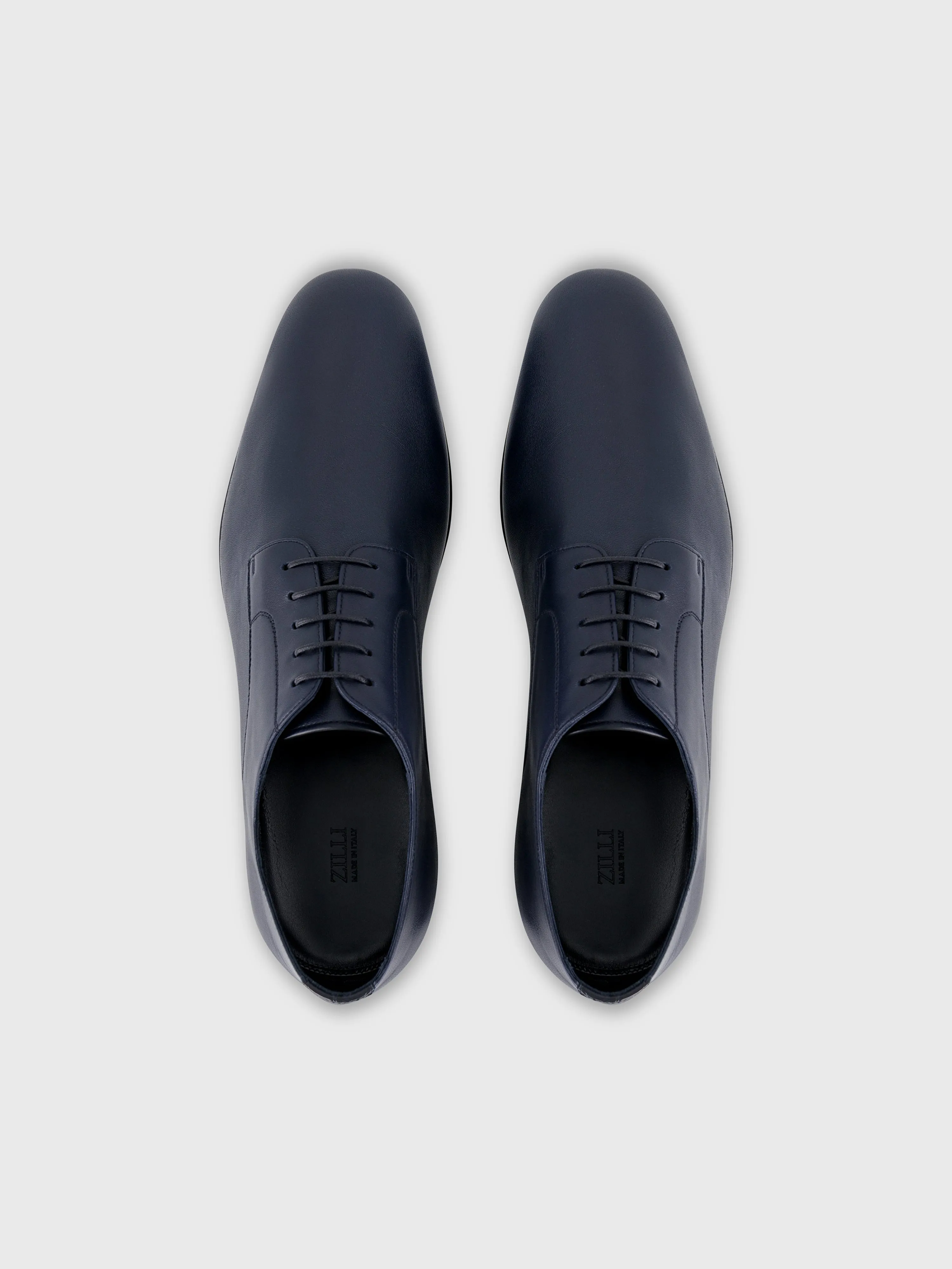 Lace-Up Lambskin Shoes with Crocodile Details Dark Navy