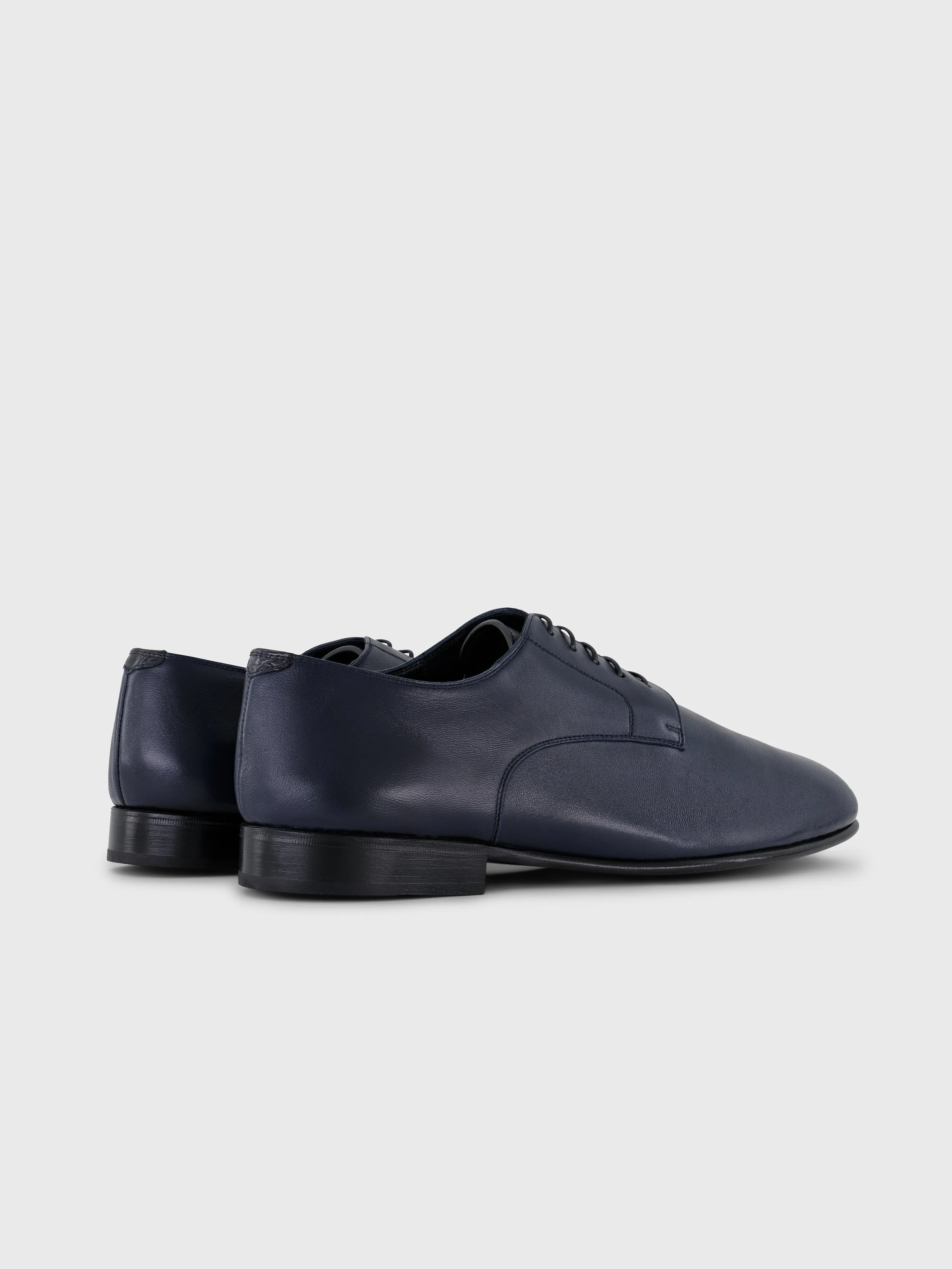 Lace-Up Lambskin Shoes with Crocodile Details Dark Navy