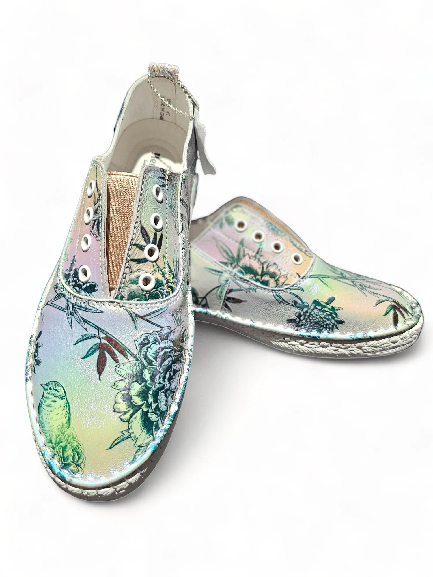 LEATHER VERA SHOES LINEN SHIMMER-ORIENT WHITE