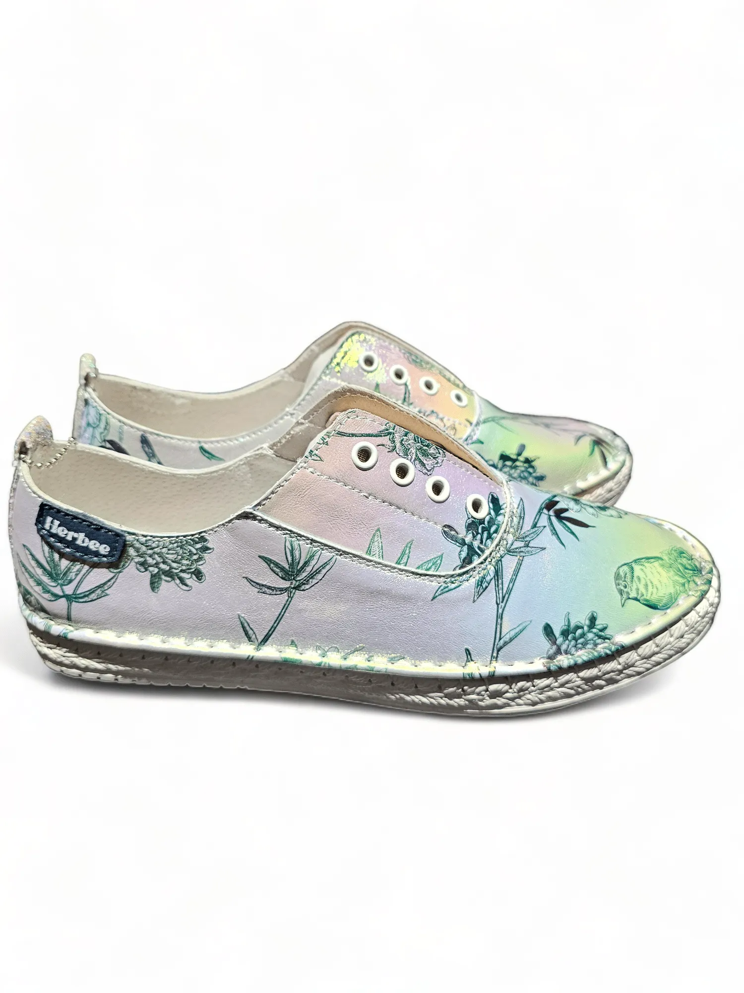 LEATHER VERA SHOES LINEN SHIMMER-ORIENT WHITE