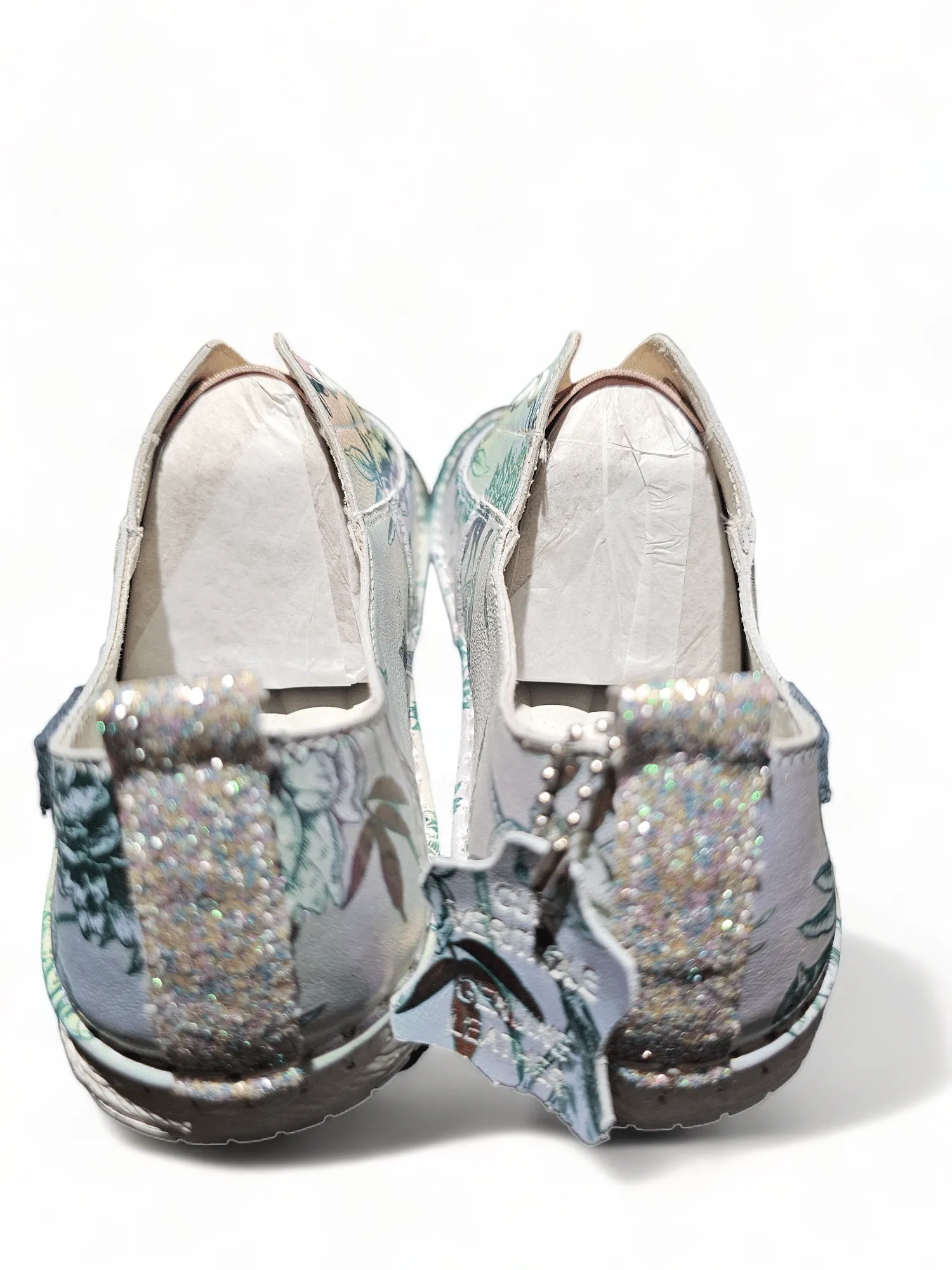 LEATHER VERA SHOES LINEN SHIMMER-ORIENT WHITE