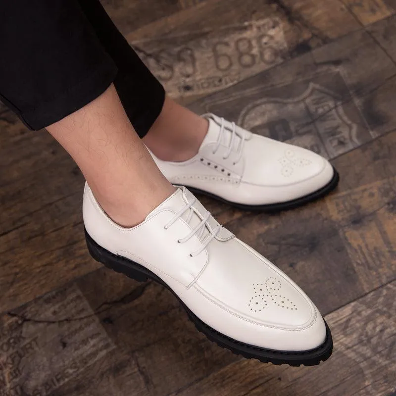Men's Small Leather Shoes Business Suits British Bullock White Men's Shoes