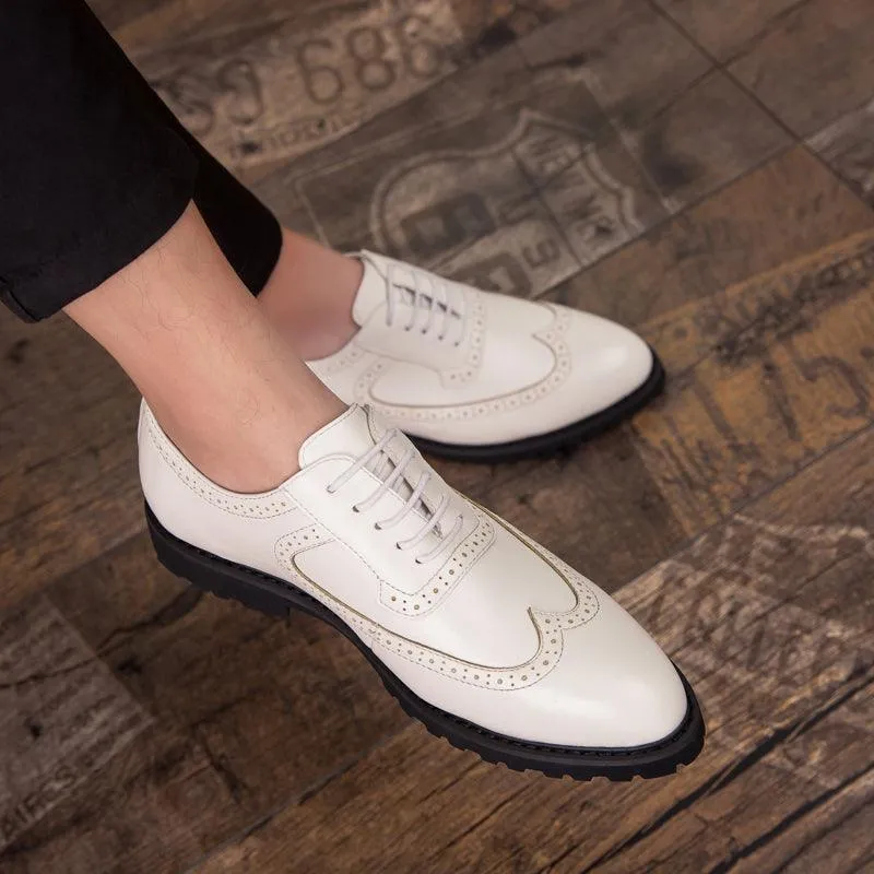 Men's Small Leather Shoes Business Suits British Bullock White Men's Shoes
