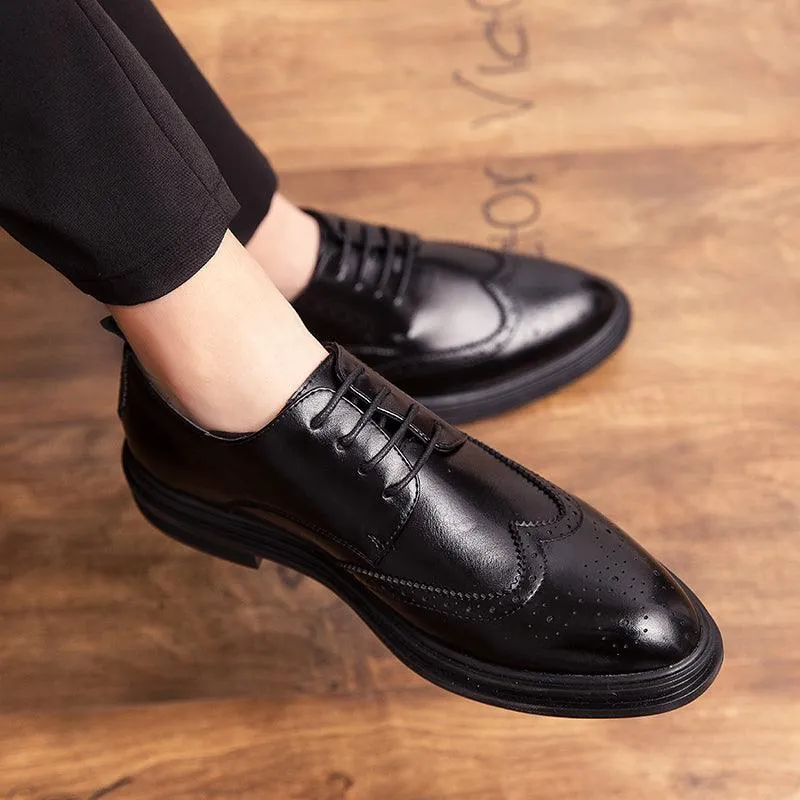 Men's Small Leather Shoes Business Suits British Bullock White Men's Shoes