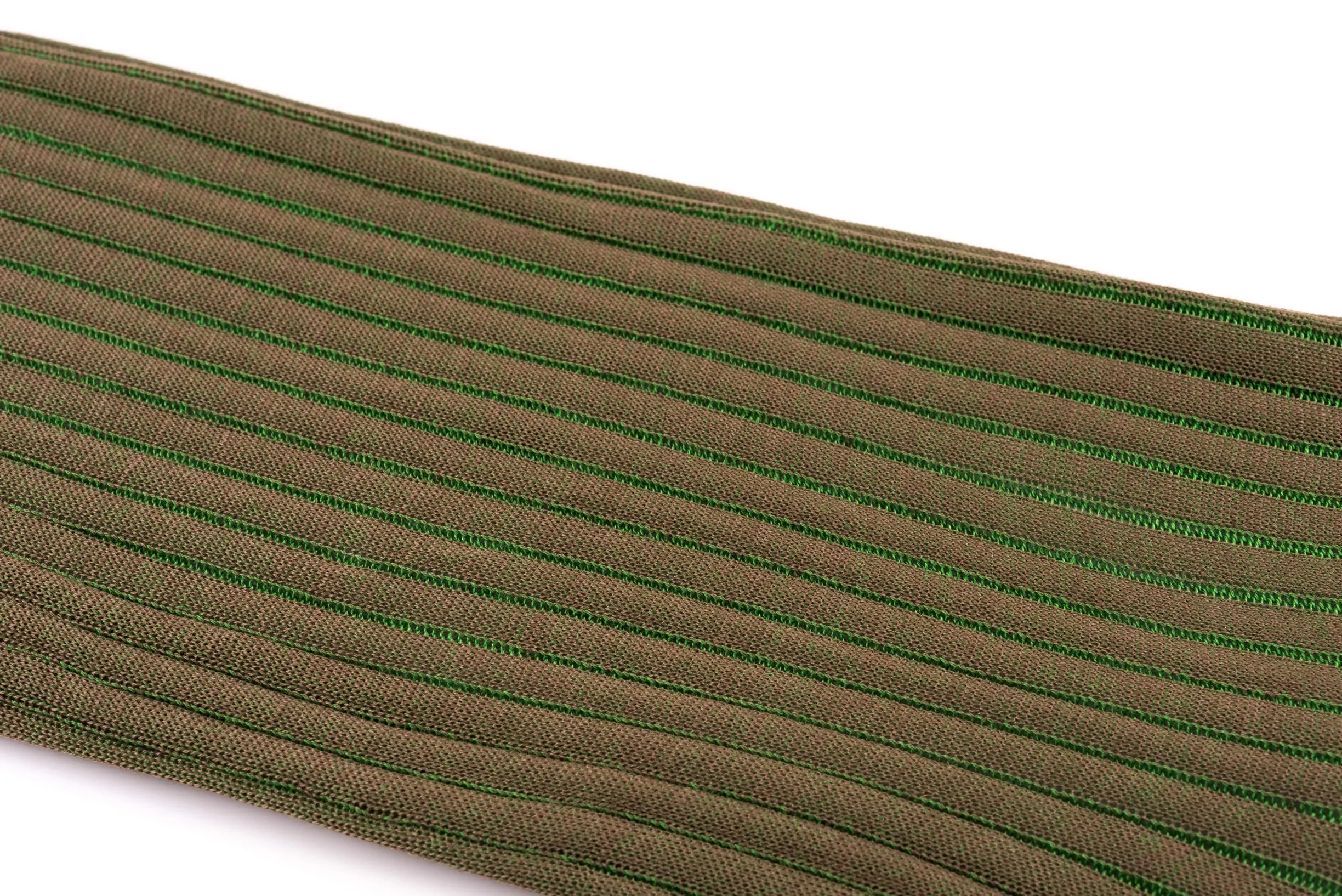 Mid Brown & Green Shadow Stripe Cotton Socks