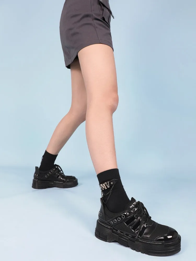 Niche Design British Style Eyelet Lace Up Platform Shoes【s0000005175】