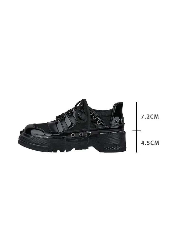 Niche Design British Style Eyelet Lace Up Platform Shoes【s0000005175】