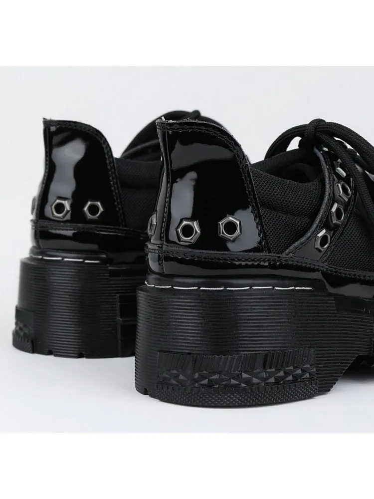 Niche Design British Style Eyelet Lace Up Platform Shoes【s0000005175】