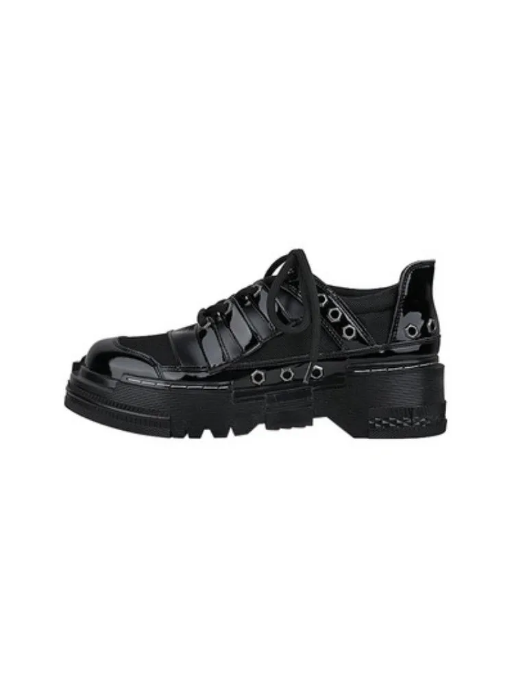 Niche Design British Style Eyelet Lace Up Platform Shoes【s0000005175】
