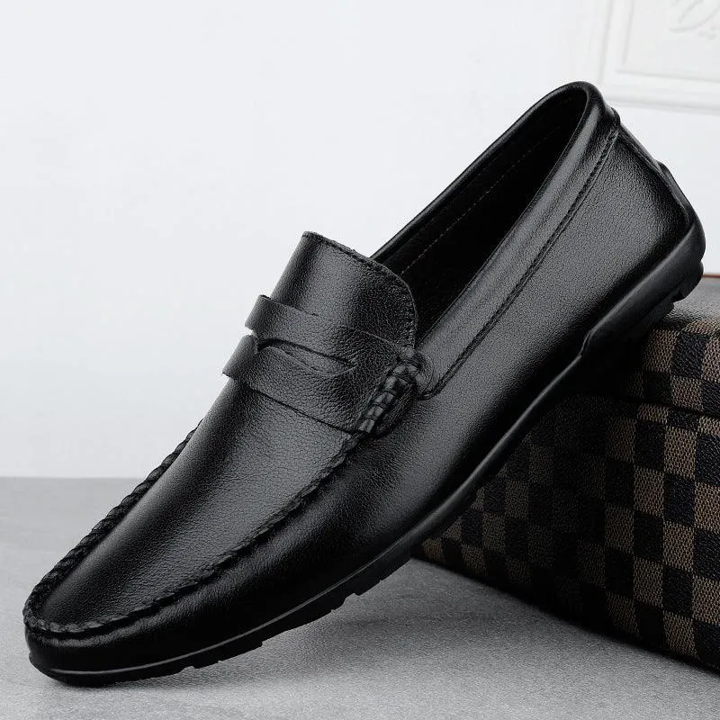 Peas Shoes Men's Wholesale British Driving Toe Layer Cowhide Pedal