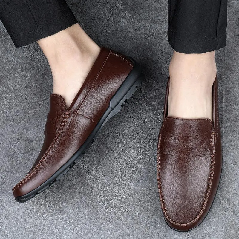Peas Shoes Men's Wholesale British Driving Toe Layer Cowhide Pedal
