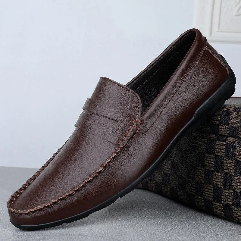 Peas Shoes Men's Wholesale British Driving Toe Layer Cowhide Pedal