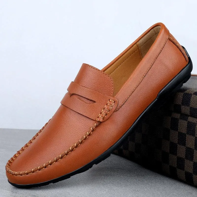 Peas Shoes Men's Wholesale British Driving Toe Layer Cowhide Pedal