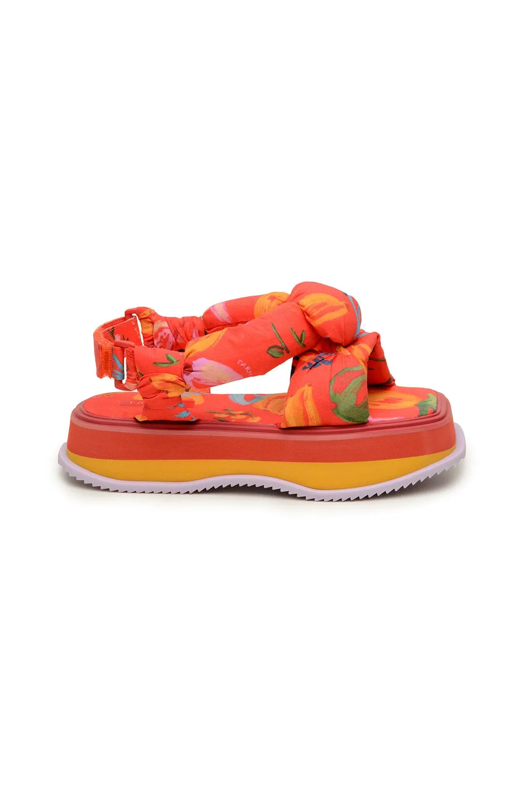 Red Fruit Scarf Flatform Sandal