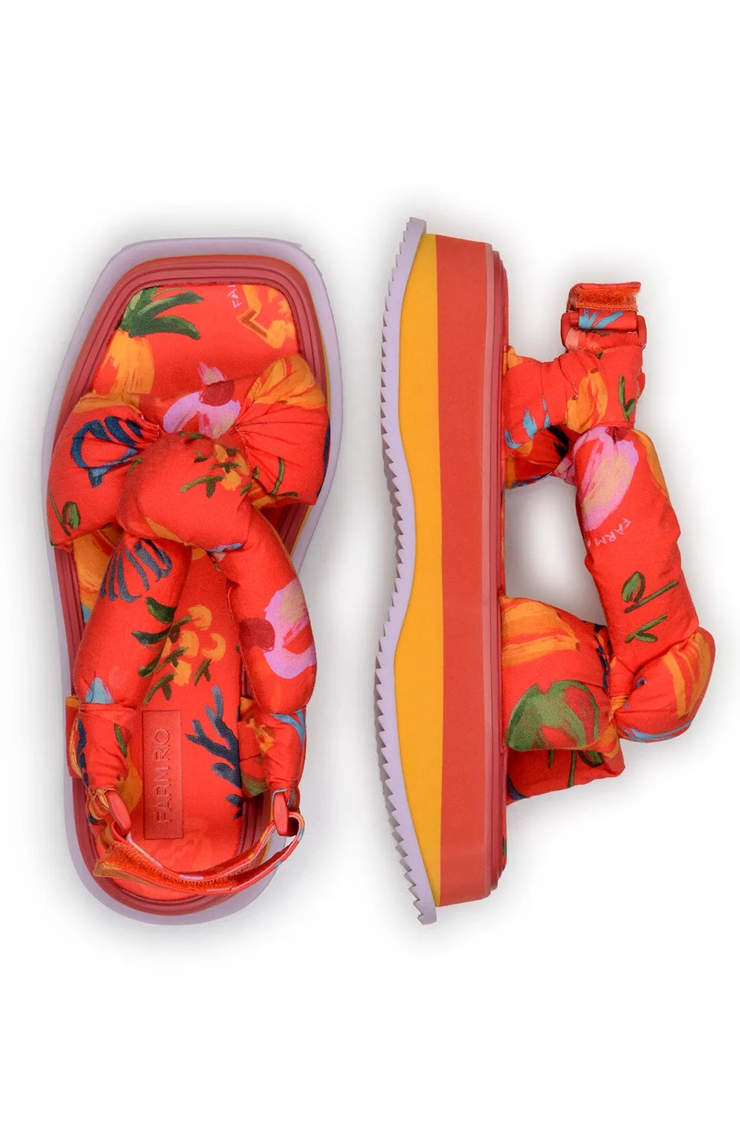 Red Fruit Scarf Flatform Sandal