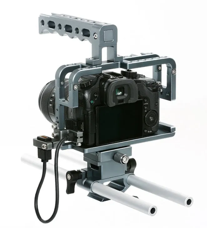 Sevenoak SK-GHC20 Aluminum Camera Cage with Top Handle Grip and Shoe Mount 15mm Rods for Camera Rig Panasonic Lumix DMC-GH3, GH4