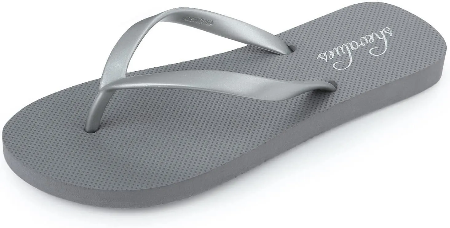 shevalues Slim Flip Flops for Women Beach Rubber Shower Shoes Basic Thong Sandals