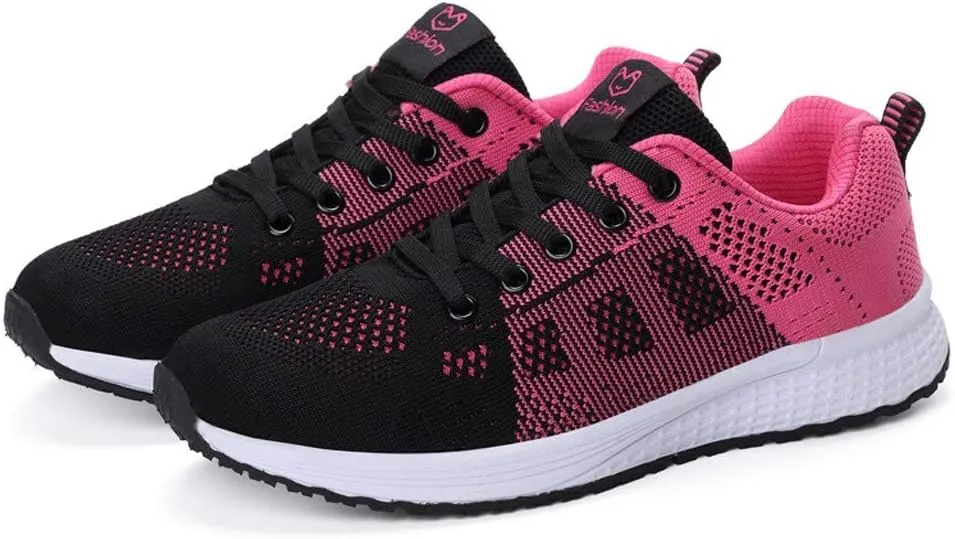 Sneakers for Women Casual Mesh Breathable Lace Up Walking Tennis Shoes Men Athletic Ladies Casual Shoes Black Platform Sneaker Black Tennis Shoe Trainers Shoe