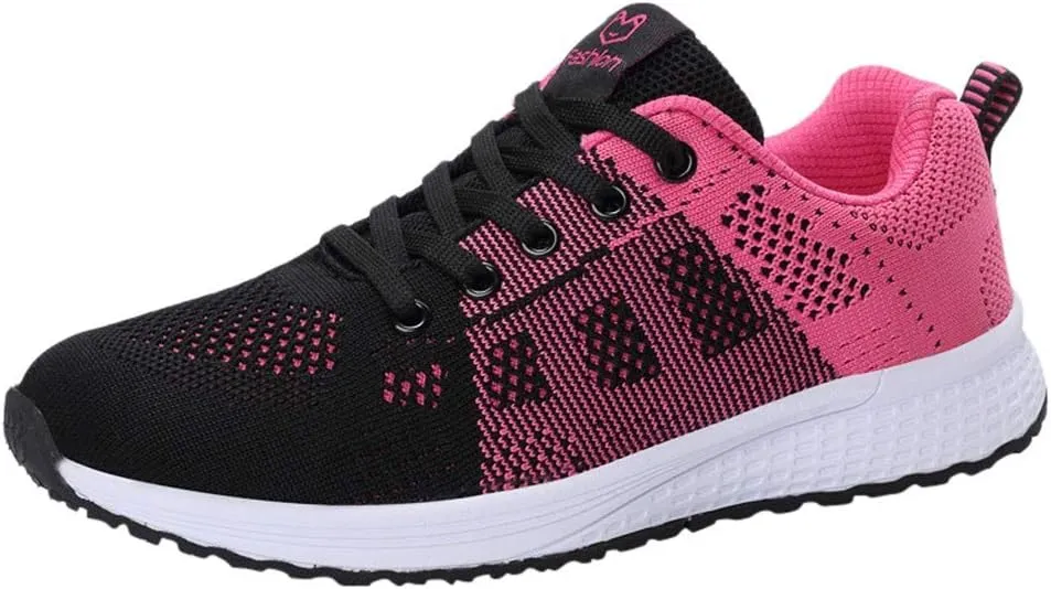 Sneakers for Women Casual Mesh Breathable Lace Up Walking Tennis Shoes Men Athletic Ladies Casual Shoes Black Platform Sneaker Black Tennis Shoe Trainers Shoe