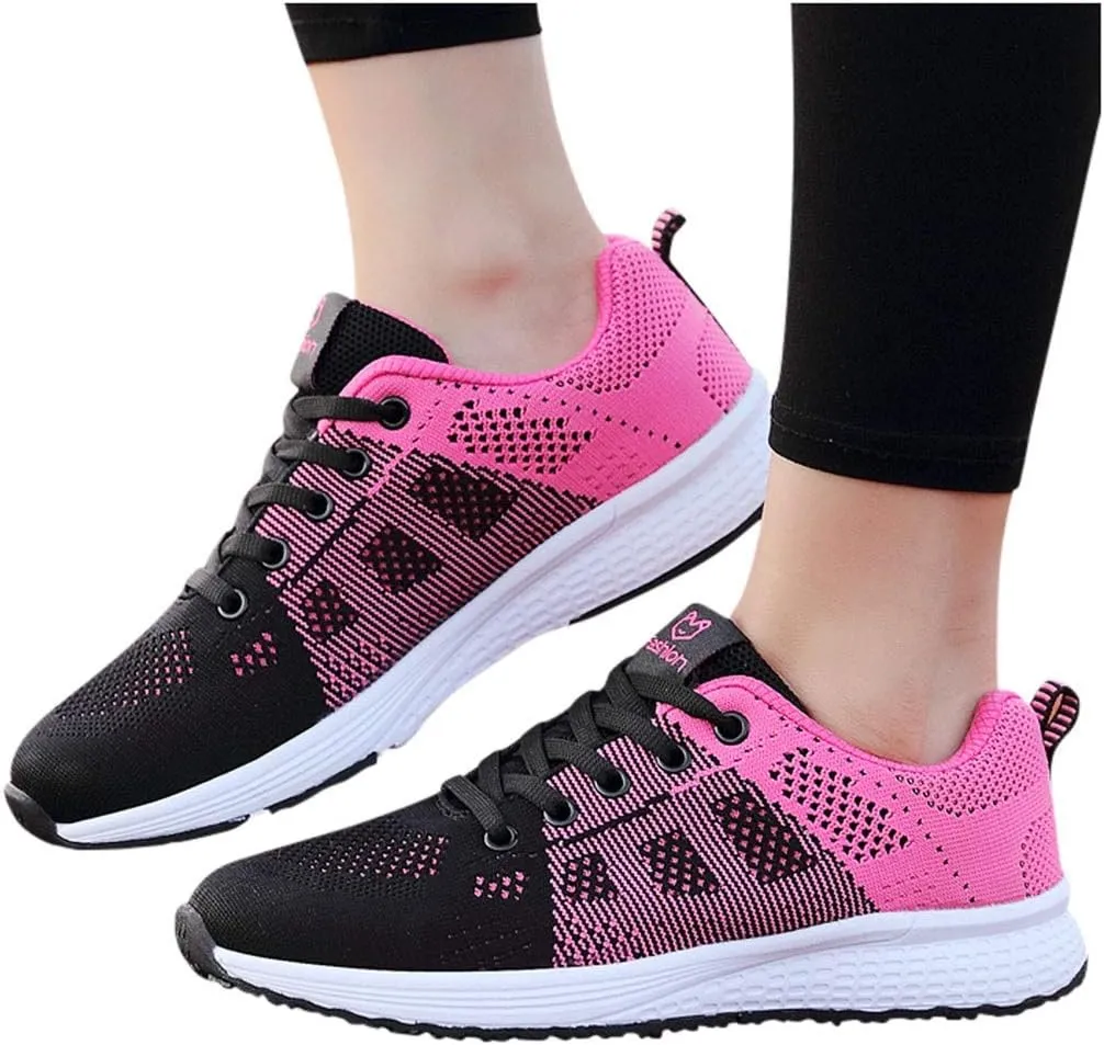 Sneakers for Women Casual Mesh Breathable Lace Up Walking Tennis Shoes Men Athletic Ladies Casual Shoes Black Platform Sneaker Black Tennis Shoe Trainers Shoe