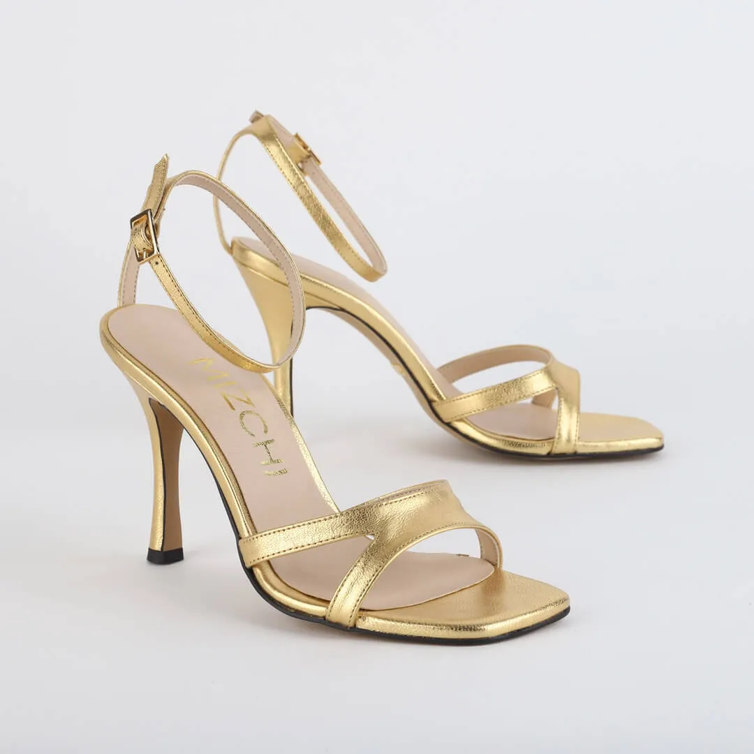 *UK size 2.5 - VEGAS - gold leather, 9cm heels