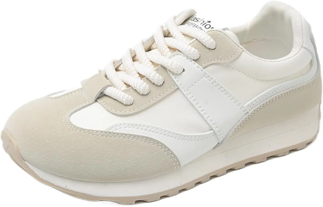 Womens Fashion Leather Lace Up Platform Sneakers Casual Non-Slip Round Toe Shock Absorbing Walking Workout Driving Shoes